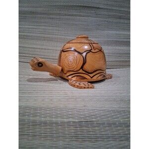 Vintage Turtle Bowl, Wooden Handcarved Lidded